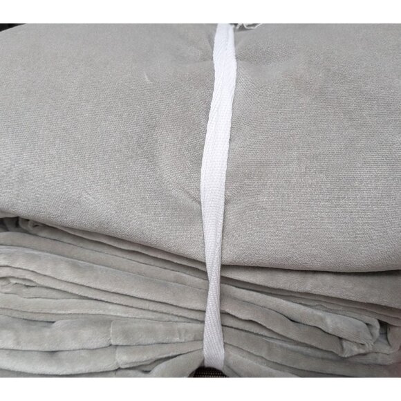 Quince Cotton Velvet Room Darkening Curtain Color Light Grey Size 48x96 -NEW- - Picture 2 of 7